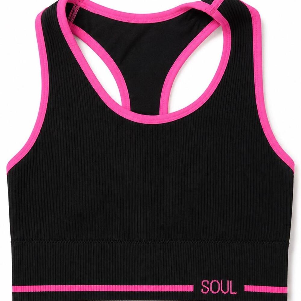Soul black pink sport bra women small